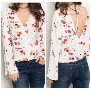 Floral Double Surplice Top
